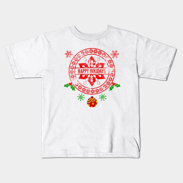Santa Retro Holidays Christmas Stamps Funny Xmas Matching Kids T-Shirt by alcoshirts